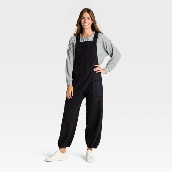JoyLab Pants - JoyLab - Women's High Pile Fleece Overalls - JoyLab Black S Black